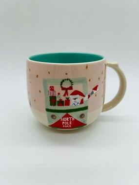 Mr. Boddington’s Studio Holiday North Pole Mail Ceramic Mug - Pink and Teal